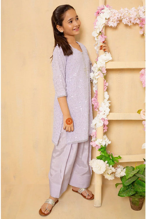 Best Sequence Embroidered Net 3 Pc Suit - Wear Ochre -