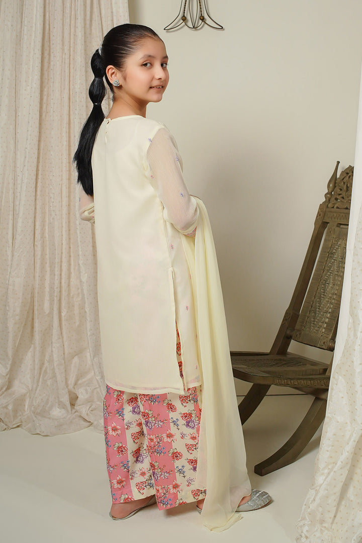 Chiffon Embroidered 3 Pc Suit - Wear Ochre
