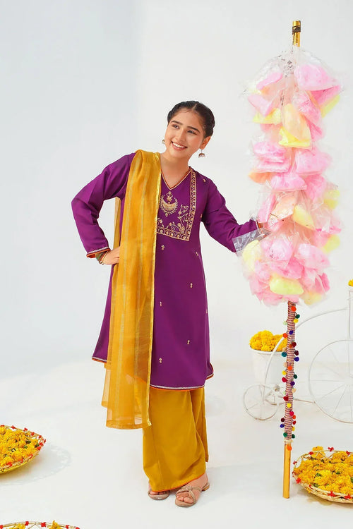 Best Raw Silk Hand Adda Work 3 Pc Suit - Wear Ochre -