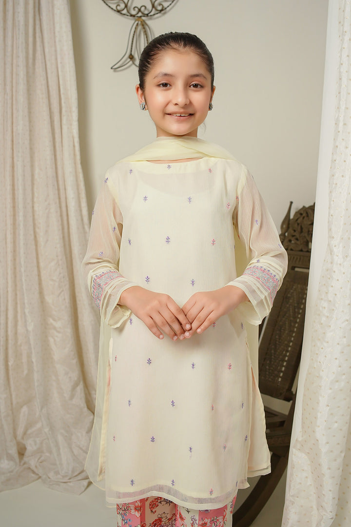 Chiffon Embroidered 3 Pc Suit - Wear Ochre