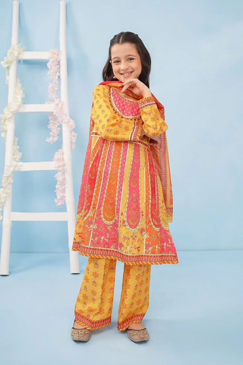Best Poly Lawn Digital Printed 3 Pc Suit - Wear Ochre -