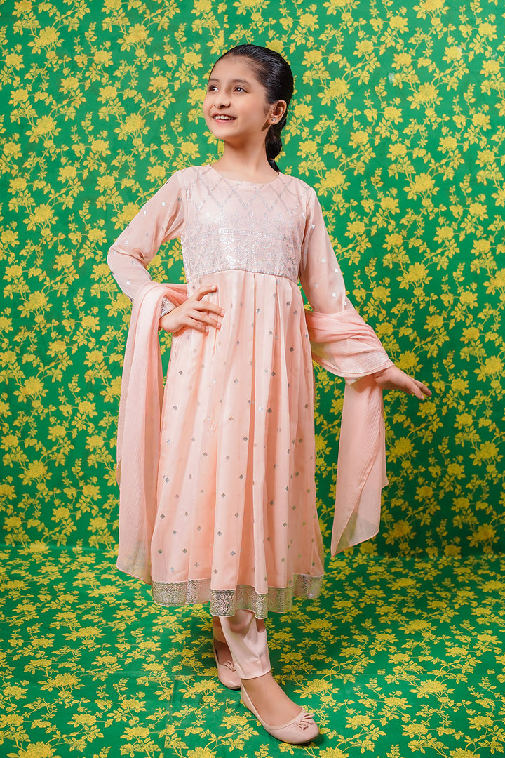 Chiffon Printed 3 Pc Suit - Wear Ochre