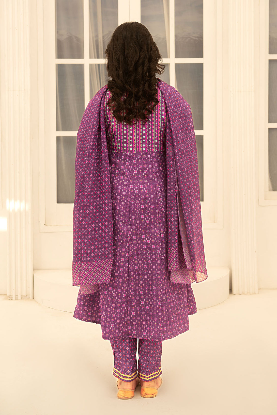 Herringbone Digital Printed 3 Pc Suit - Wear Ochre
