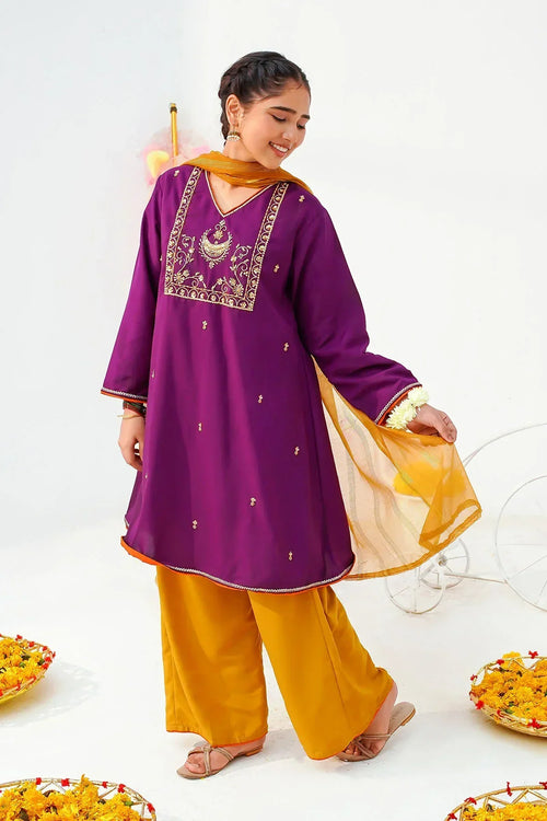 Best Raw Silk Hand Adda Work 3 Pc Suit - Wear Ochre -