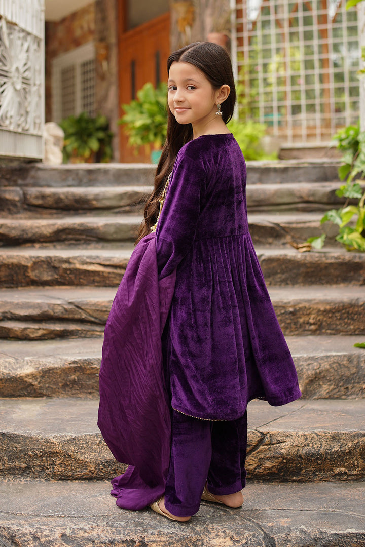 Velvet Hand Adda Work 3 Pc Suit - Wear Ochre