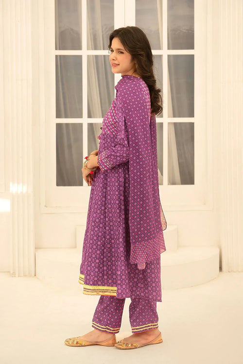 Best Herringbone Digital Printed 3 Pc Suit - Wear Ochre -