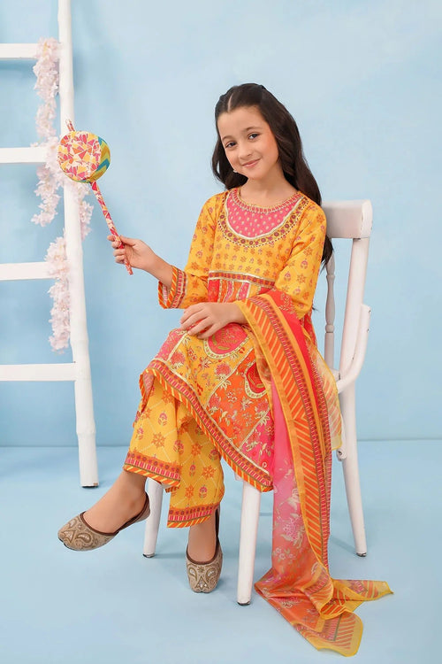Best Poly Lawn Digital Printed 3 Pc Suit - Wear Ochre -