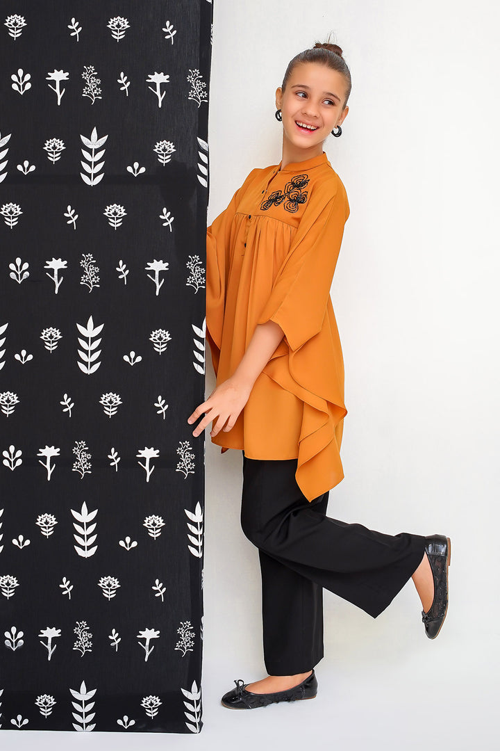 Georgette Hand Adda Work 2 Pc Suit - Wear Ochre