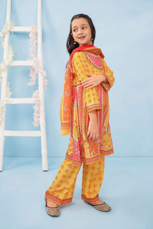 Best Poly Lawn Digital Printed 3 Pc Suit - Wear Ochre -