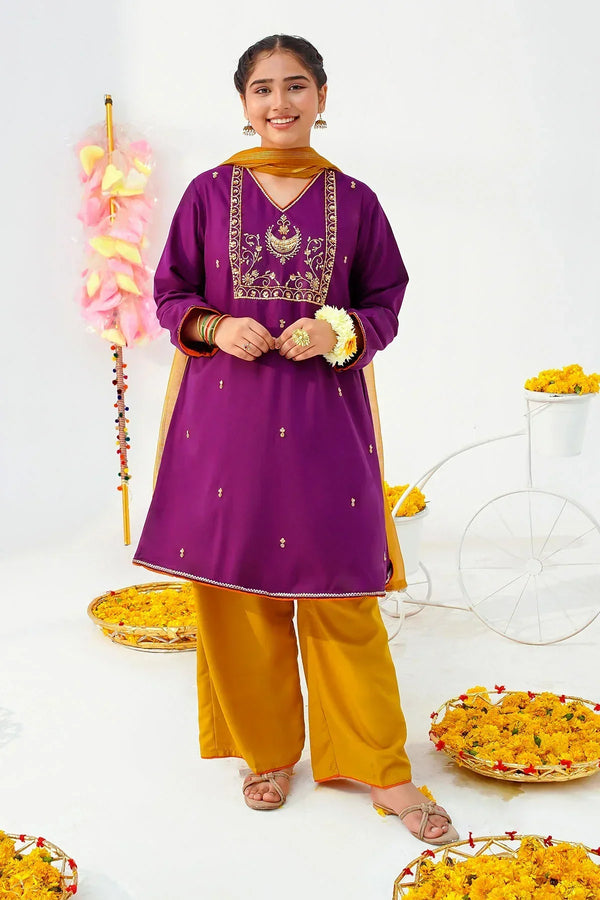 Best Raw Silk Hand Adda Work 3 Pc Suit - Wear Ochre -