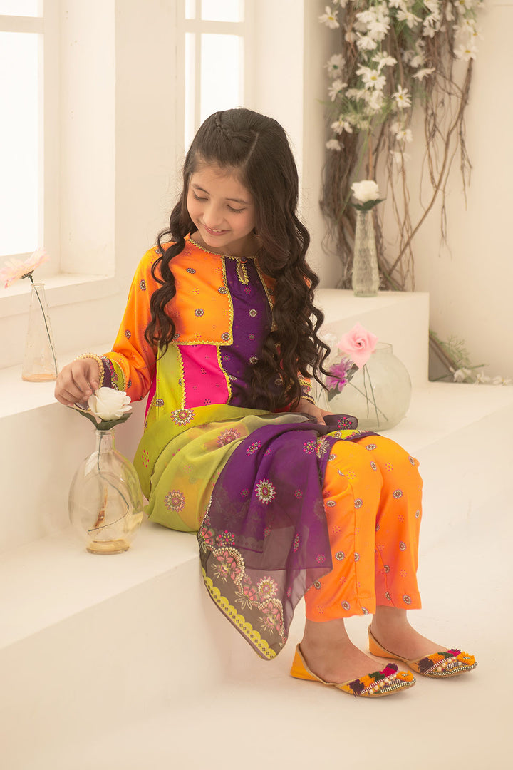 Herringbone Digital Printed 3 Pc Suit - Wear Ochre