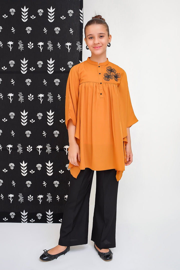 Georgette Hand Adda Work 2 Pc Suit - Wear Ochre