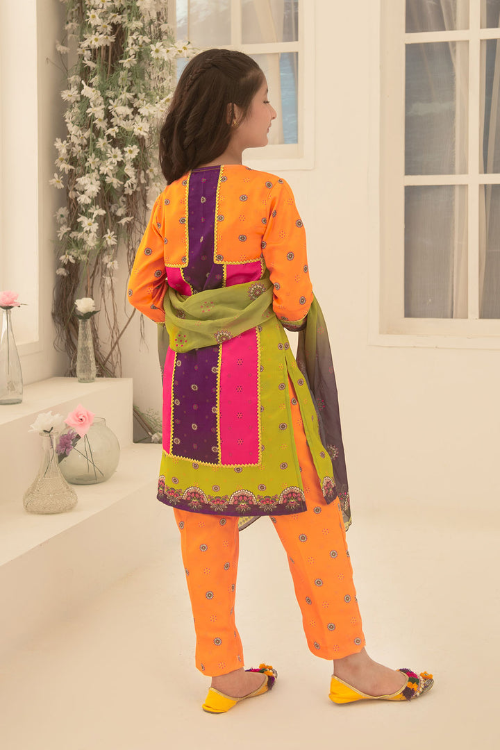 Herringbone Digital Printed 3 Pc Suit - Wear Ochre