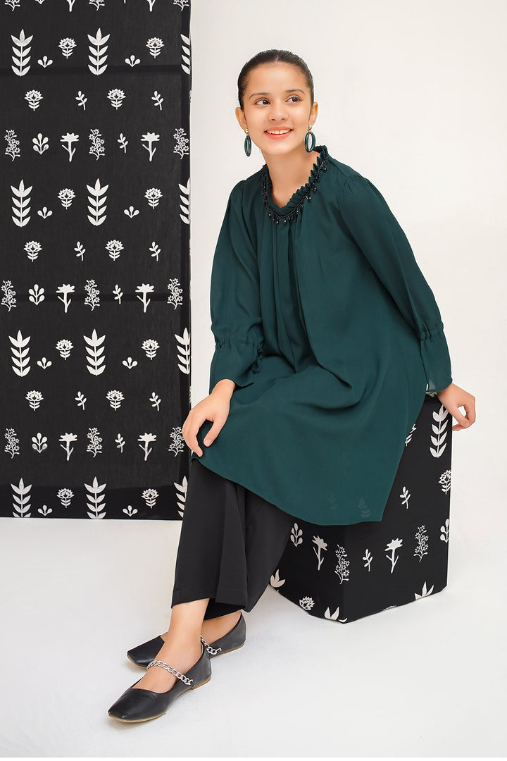 Georgette Hand Adda Work 2 Pc Suit - Wear Ochre