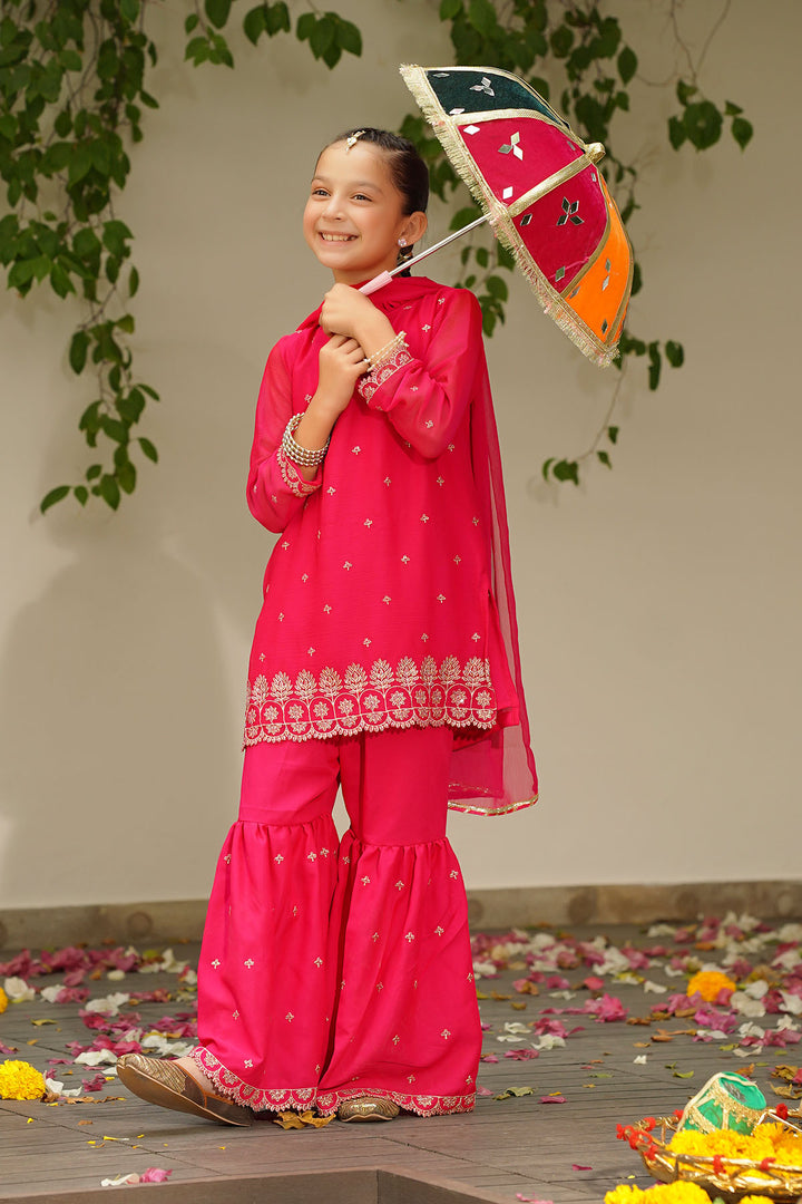 Chiffon Embroidered 3 Pc Suit - Wear Ochre