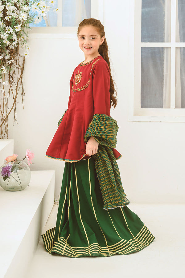 Raw Silk Hand Adda Work 3 Pc Suit