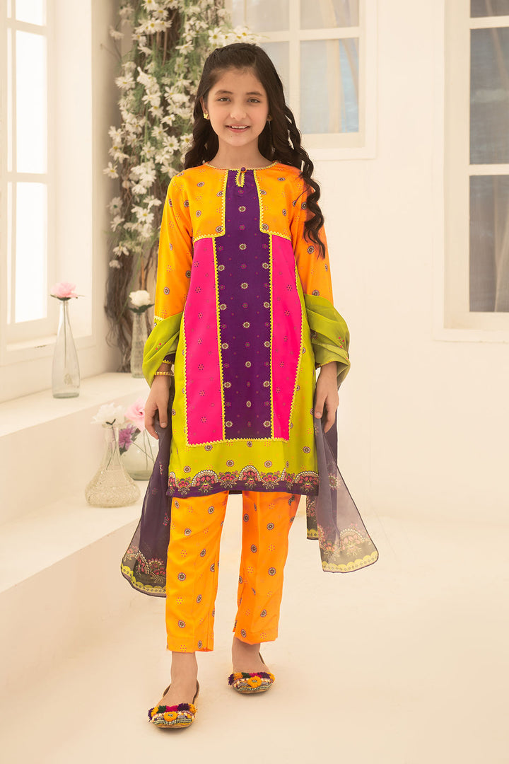 Herringbone Digital Printed 3 Pc Suit - Wear Ochre