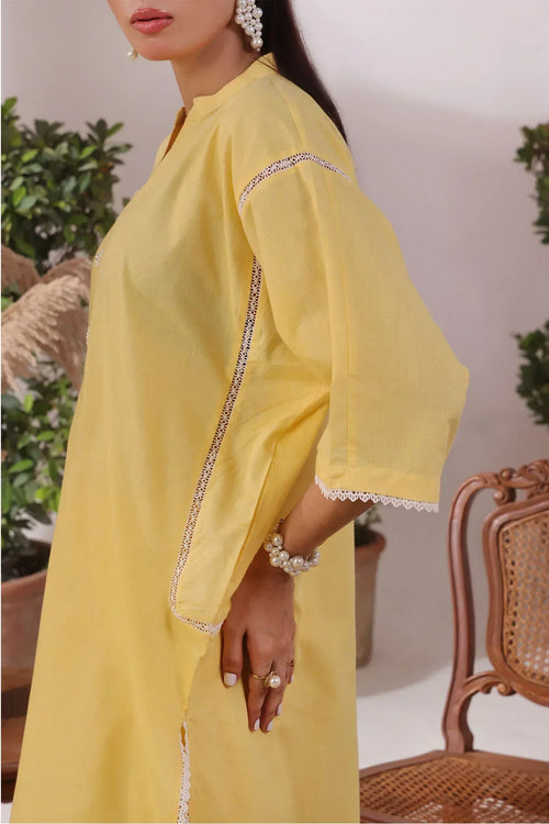 Best Slub Lawn Women's 2 Pc Suit - Wear Ochre -