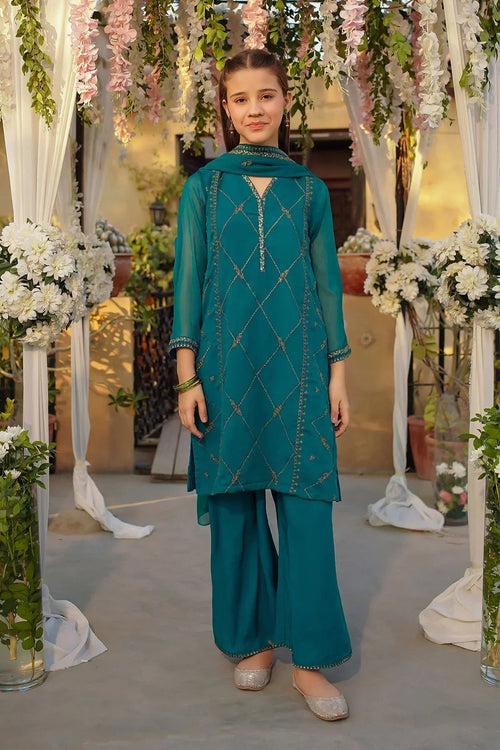 Best Chiffon Embroidered 3 Pc Suit - Wear Ochre -