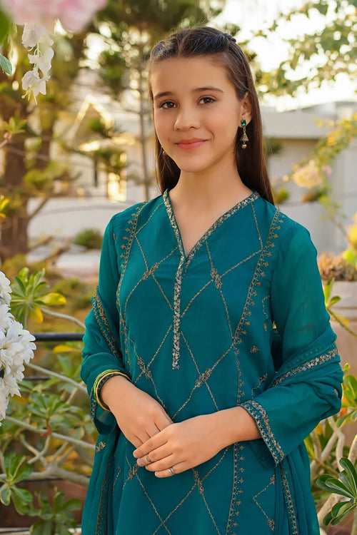 Best Chiffon Embroidered 3 Pc Suit - Wear Ochre -