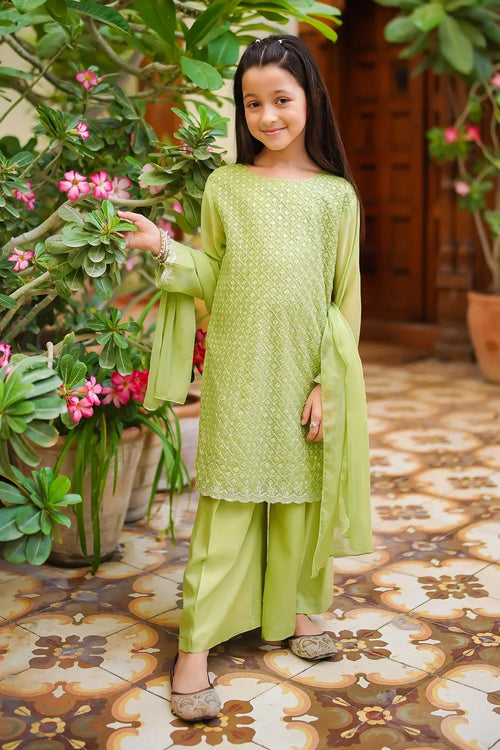 Best Chiffon Embroidered 3 Pc Suit - Wear Ochre -
