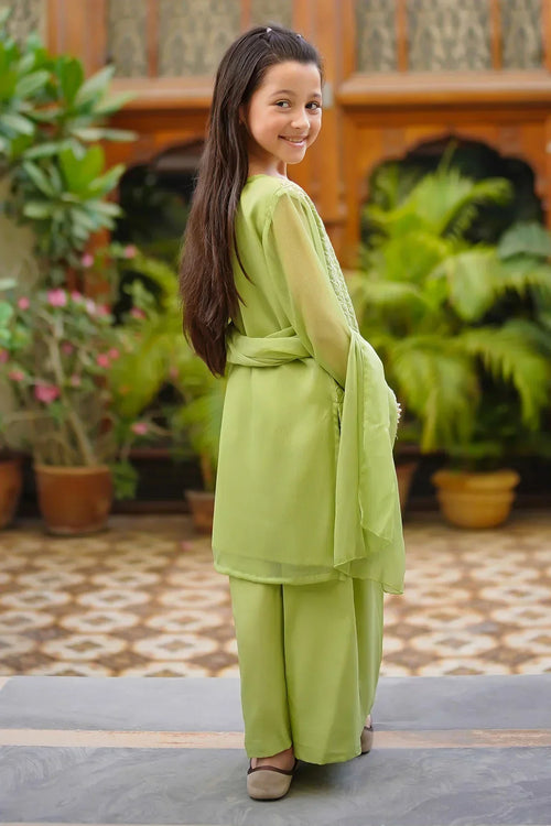 Best Chiffon Embroidered 3 Pc Suit - Wear Ochre -