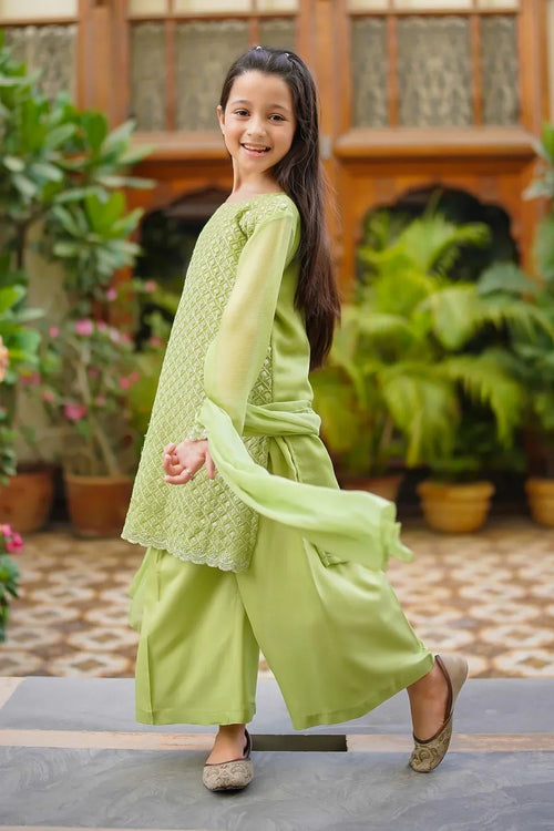 Best Chiffon Embroidered 3 Pc Suit - Wear Ochre -