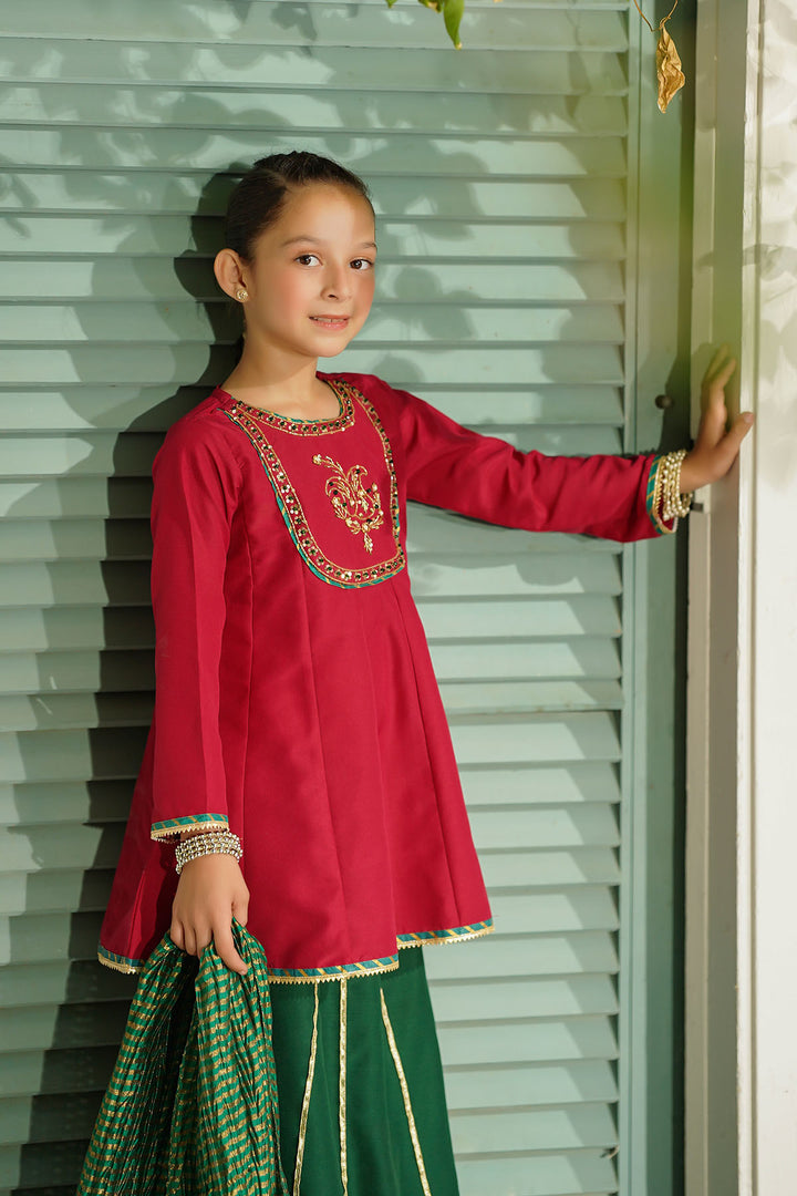 Raw Silk Hand Adda Work 3 Pc Suit - Wear Ochre