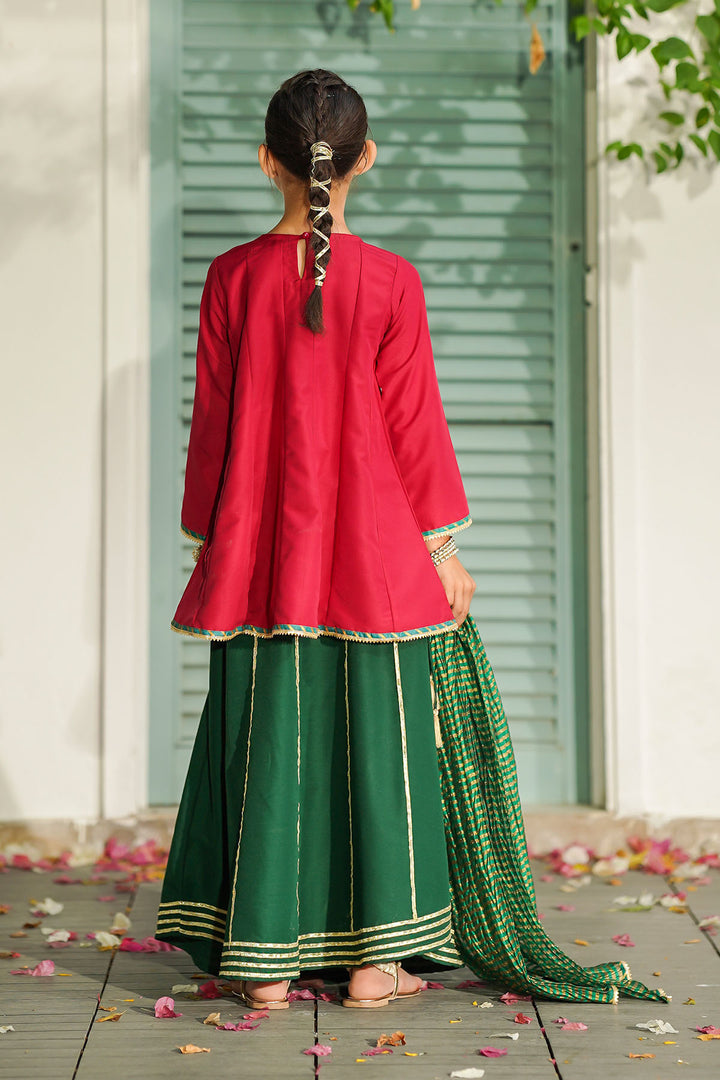 Raw Silk Hand Adda Work 3 Pc Suit - Wear Ochre