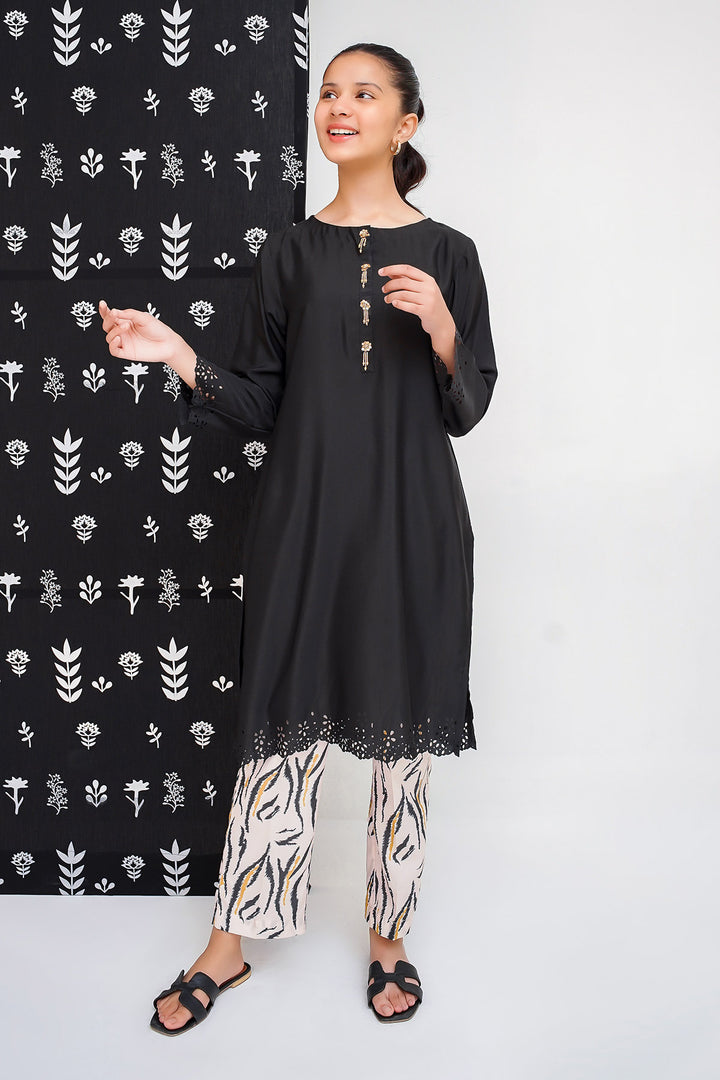 Poly Silk Cut Work 2 Pc Suit - Wear Ochre