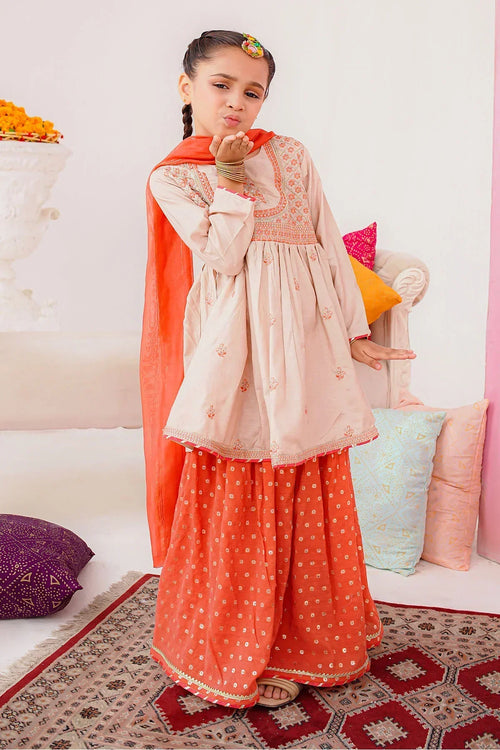 Best Cotton Silk Embroidered 3 Pc Suit - Wear Ochre -
