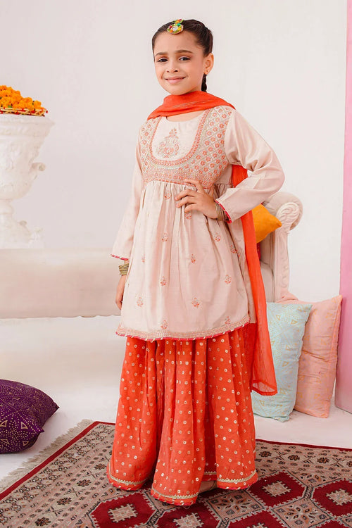 Best Cotton Silk Embroidered 3 Pc Suit - Wear Ochre -
