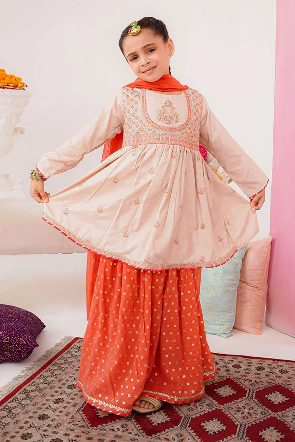 Best Cotton Silk Embroidered 3 Pc Suit - Wear Ochre -