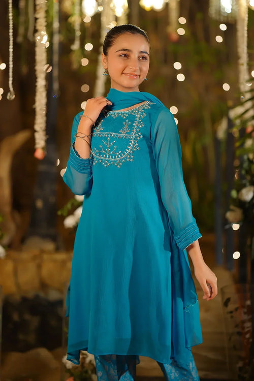 Best Chiffon Hand Adda Work 3 Pc Suit - Wear Ochre -