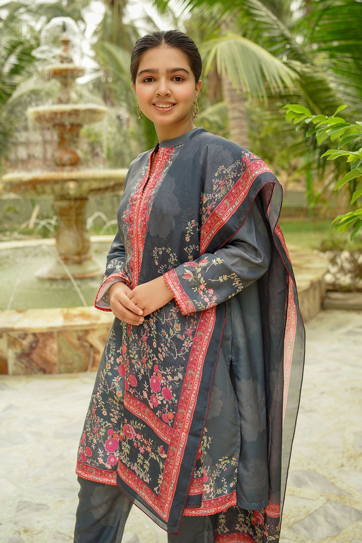 Herringbone Digital Printed 3 Pc Suit - Wear Ochre
