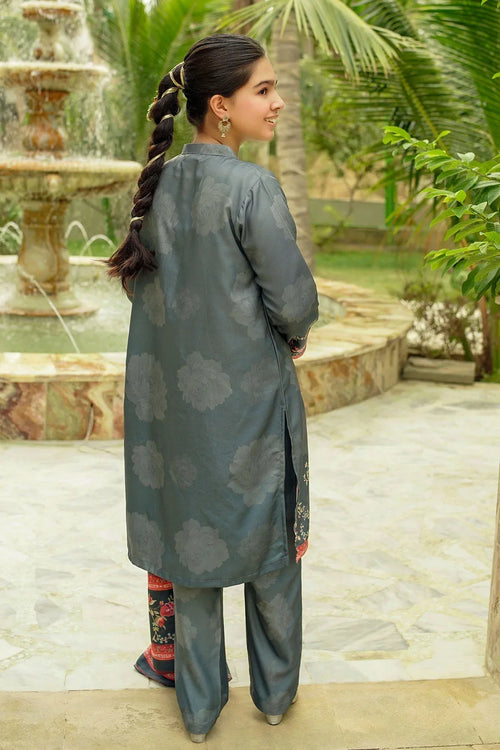 Herringbone Digital Printed 3 Pc Suit - Wear Ochre