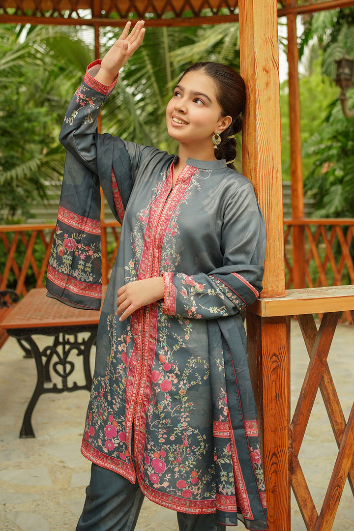 Herringbone Digital Printed 3 Pc Suit - Wear Ochre