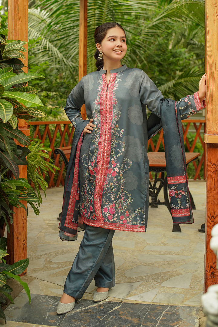 Herringbone Digital Printed 3 Pc Suit - Wear Ochre