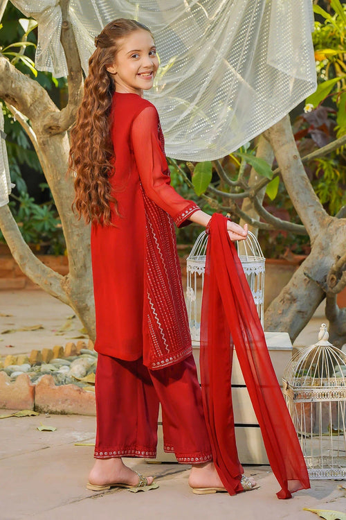 Best Chiffon Embroidered 3 Pc Suit - Wear Ochre -