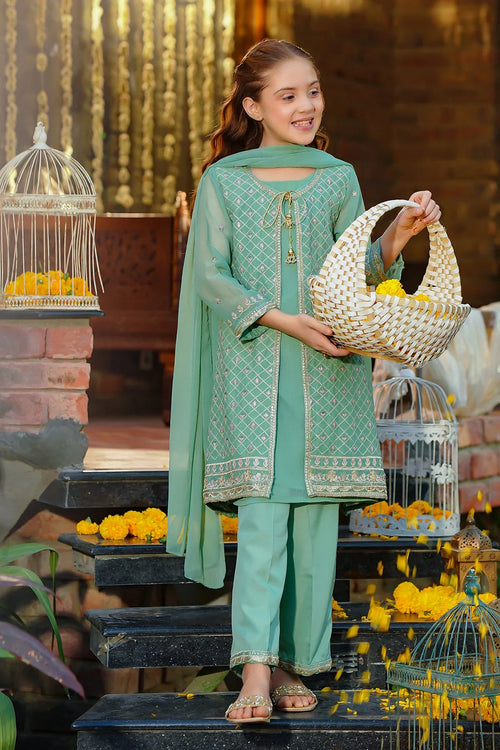 Best Chiffon Embroidered 3 Pc Suit - Wear Ochre -