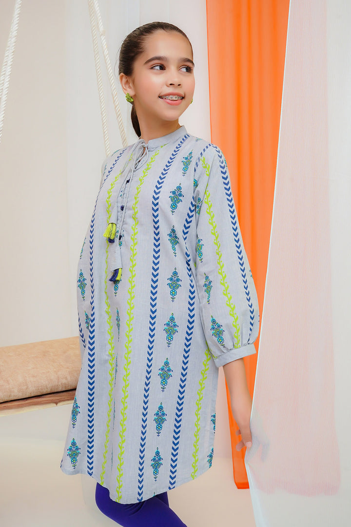 Chambray Cotton Printed Kurta - Wear Ochre