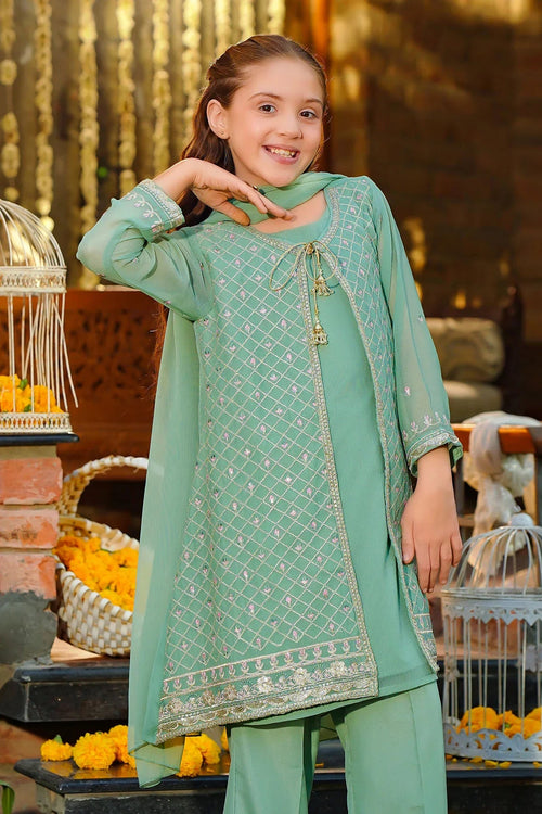 Best Chiffon Embroidered 3 Pc Suit - Wear Ochre -