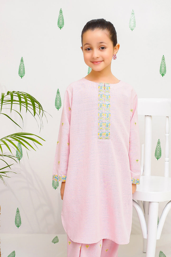 Chambray Embroidered 2 Pc Suit - Wear Ochre