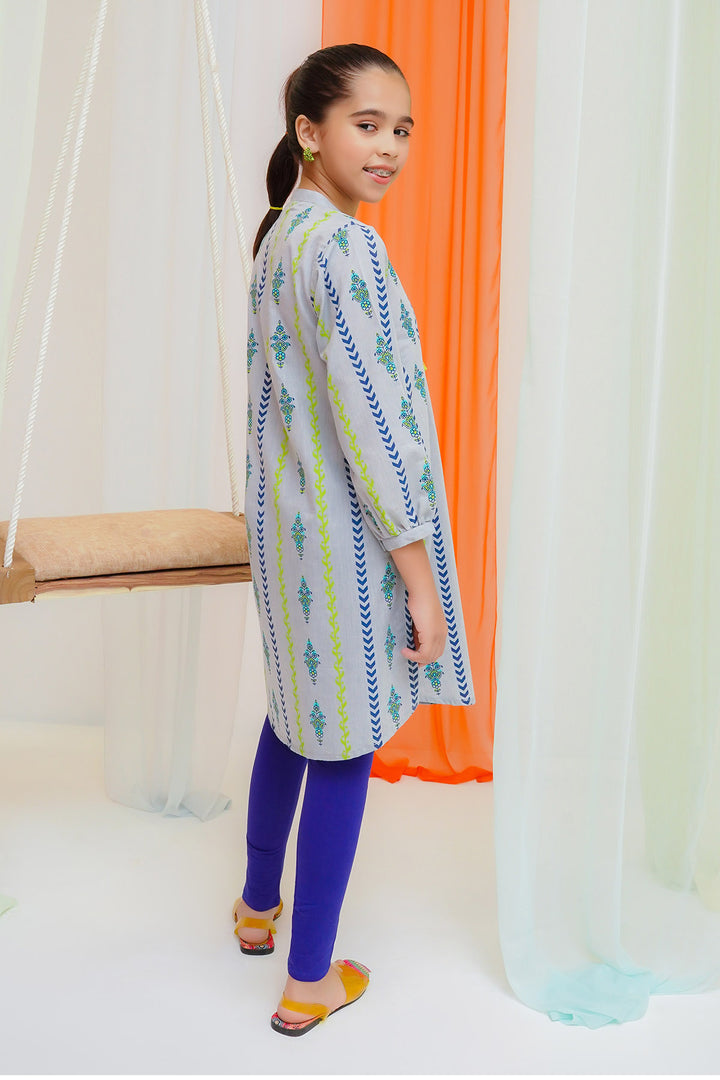Chambray Cotton Printed Kurta - Wear Ochre