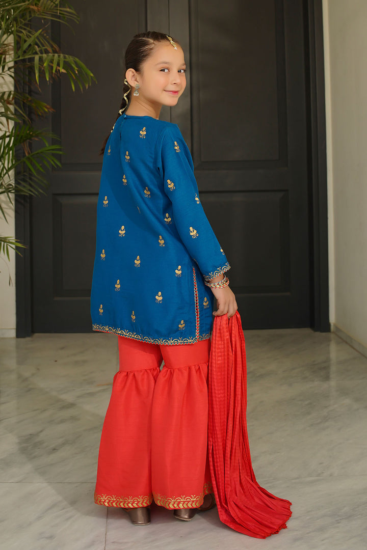 Raw Silk Printed 3 Pc Suit - Wear Ochre