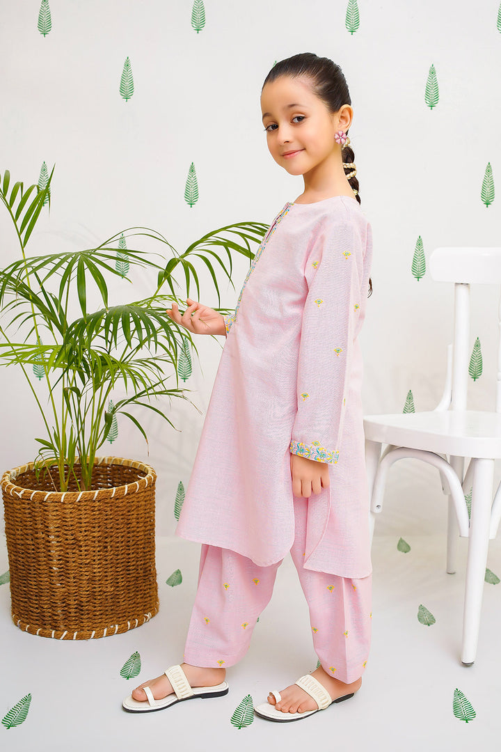 Chambray Embroidered 2 Pc Suit - Wear Ochre