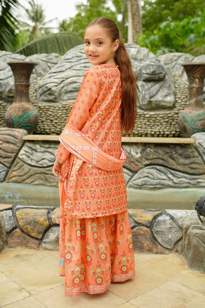 Herringbone Digital Printed 3 Pc Suit - Wear Ochre