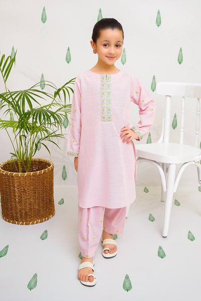 Chambray Embroidered 2 Pc Suit