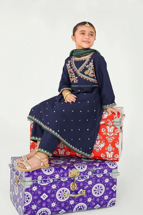 Best Raw Silk Embroidered 3 Pc Suit - Wear Ochre -