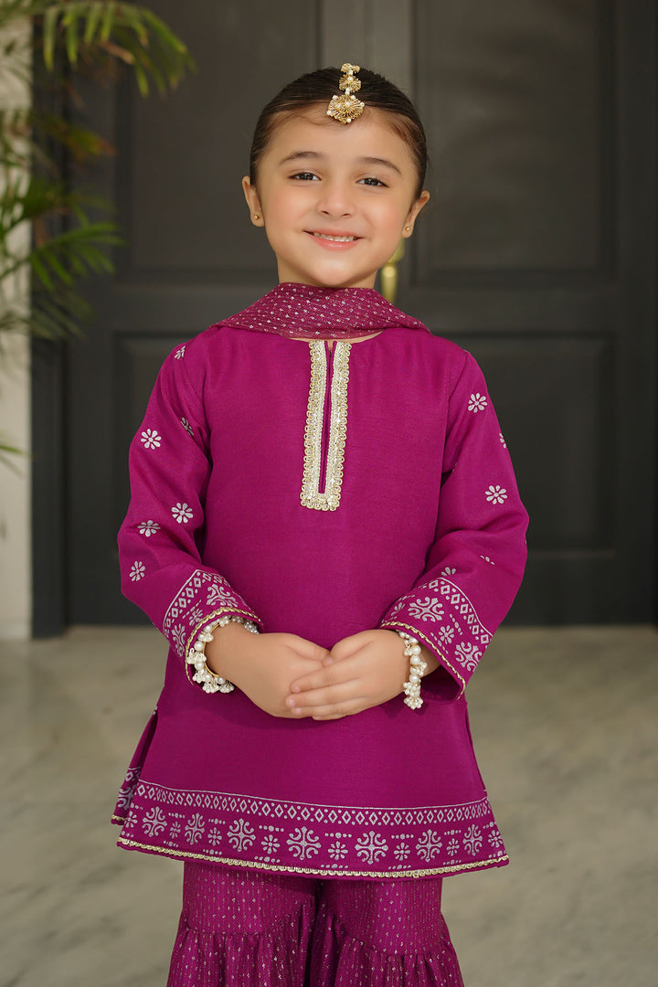 Raw Silk Printed 3 Pc Suit - Wear Ochre